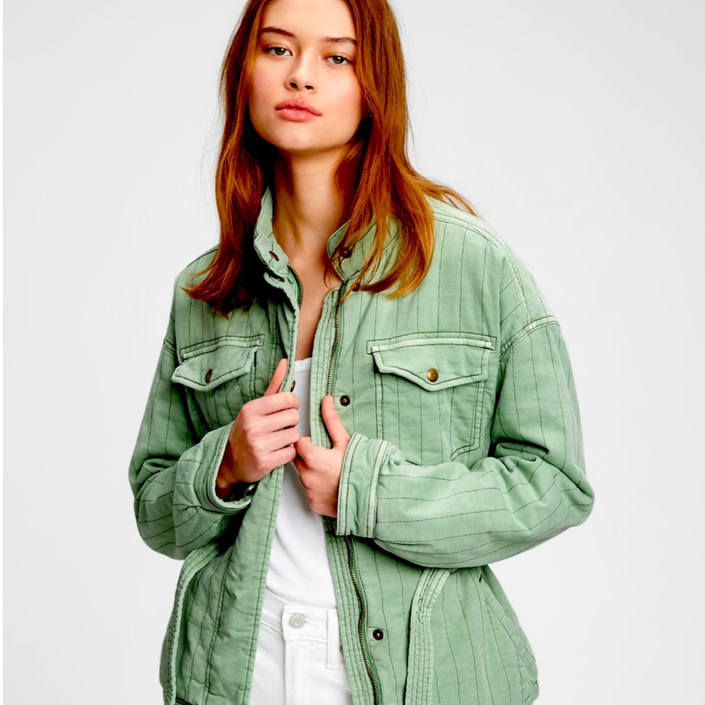 GAP Army Green Quilted Utility Belted Jacket